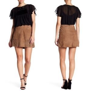 Calypso St. Barth Cerilea Fringe Trim Suede Skirt